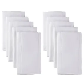 10-Pack Baby Neutral White Organic Prefold Gauze Diapers With Absorbent Pads