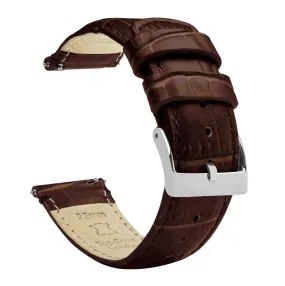 Amazfit Bip Coffee Brown Alligator Grain Leather Watch Band