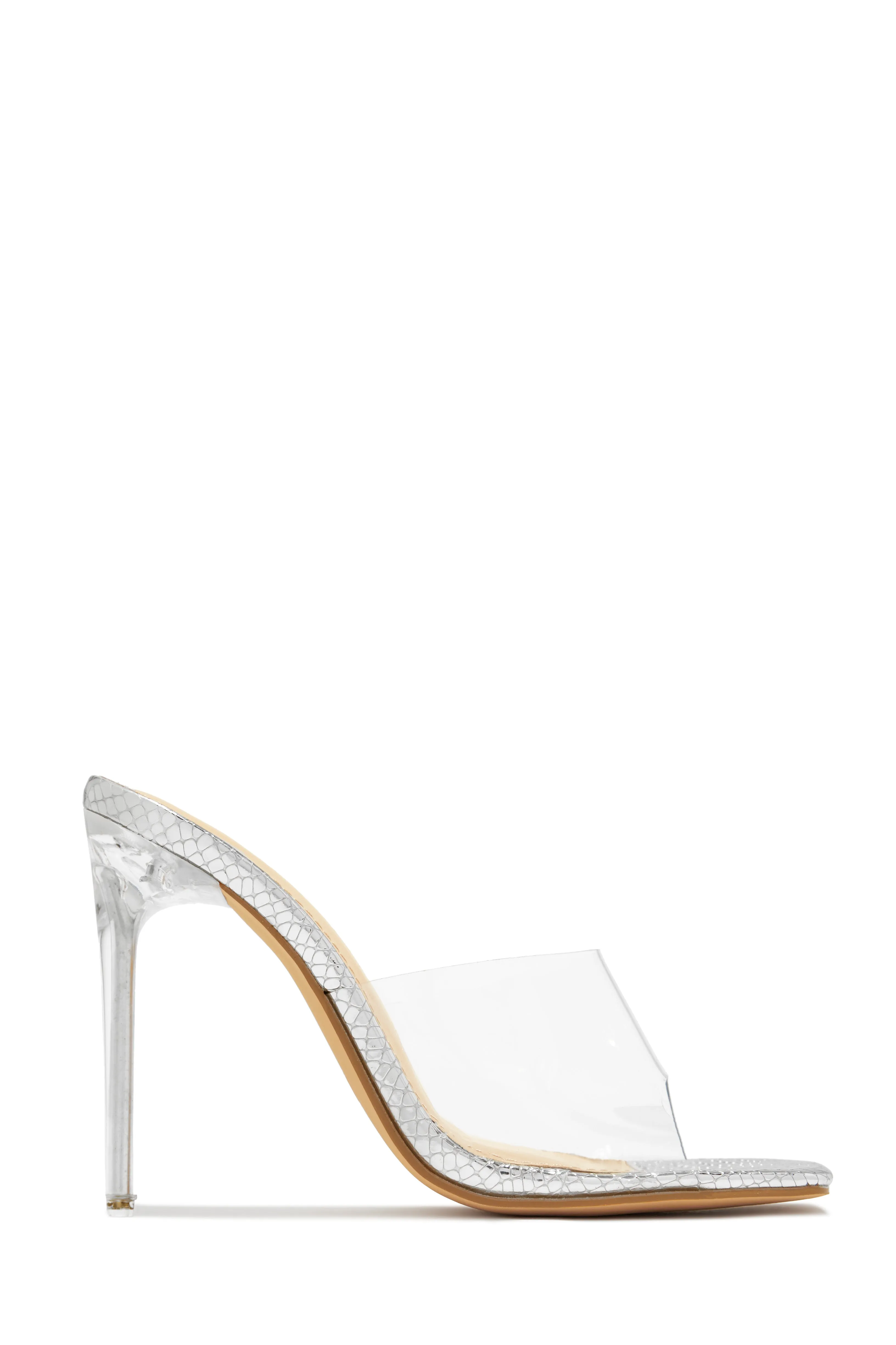 Amerie Clear High Heel Mules - Gold