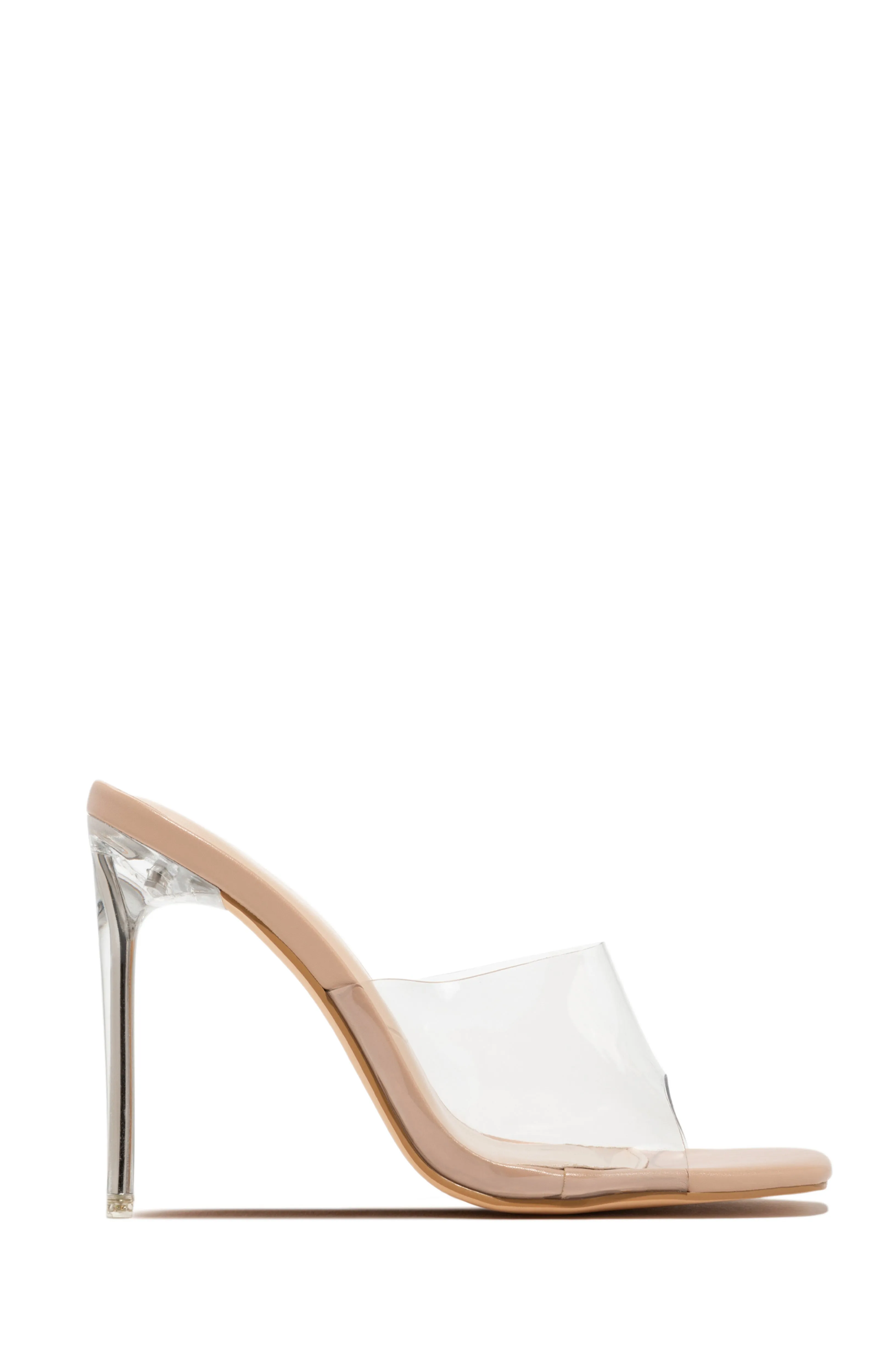 Amerie Clear High Heel Mules - Gold