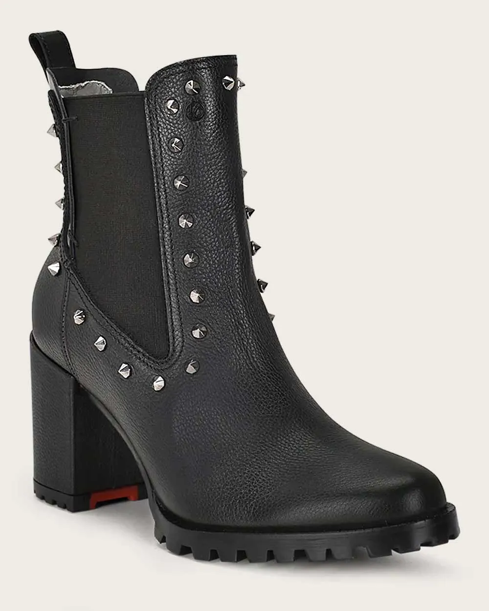 Ankle black bootie with spike studs