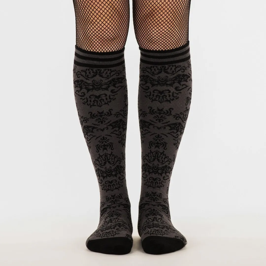 Bat Damask Knee High Socks