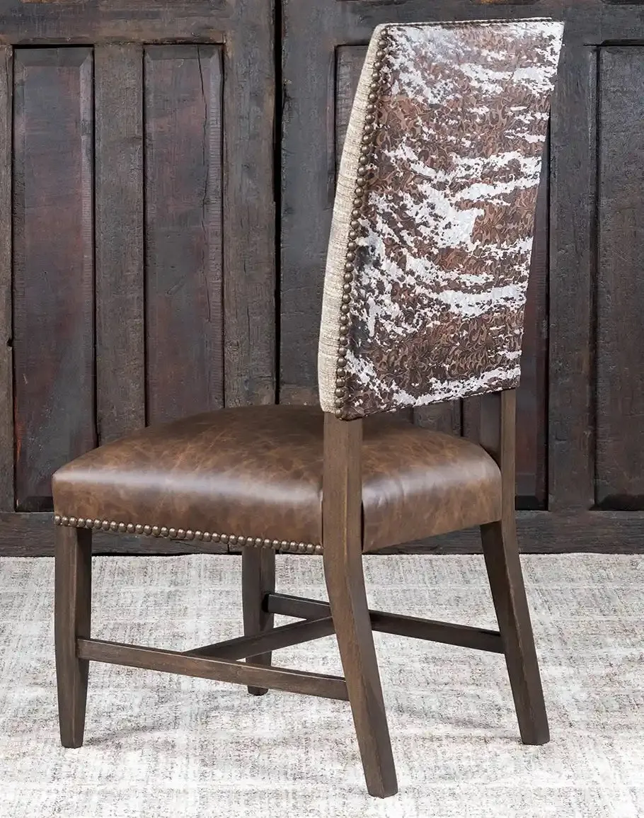 Belmont Woodland Stamped Cowhide Western Dining Chair