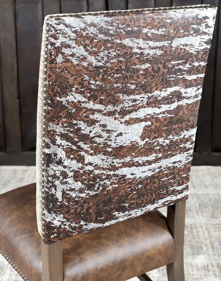 Belmont Woodland Stamped Cowhide Western Dining Chair