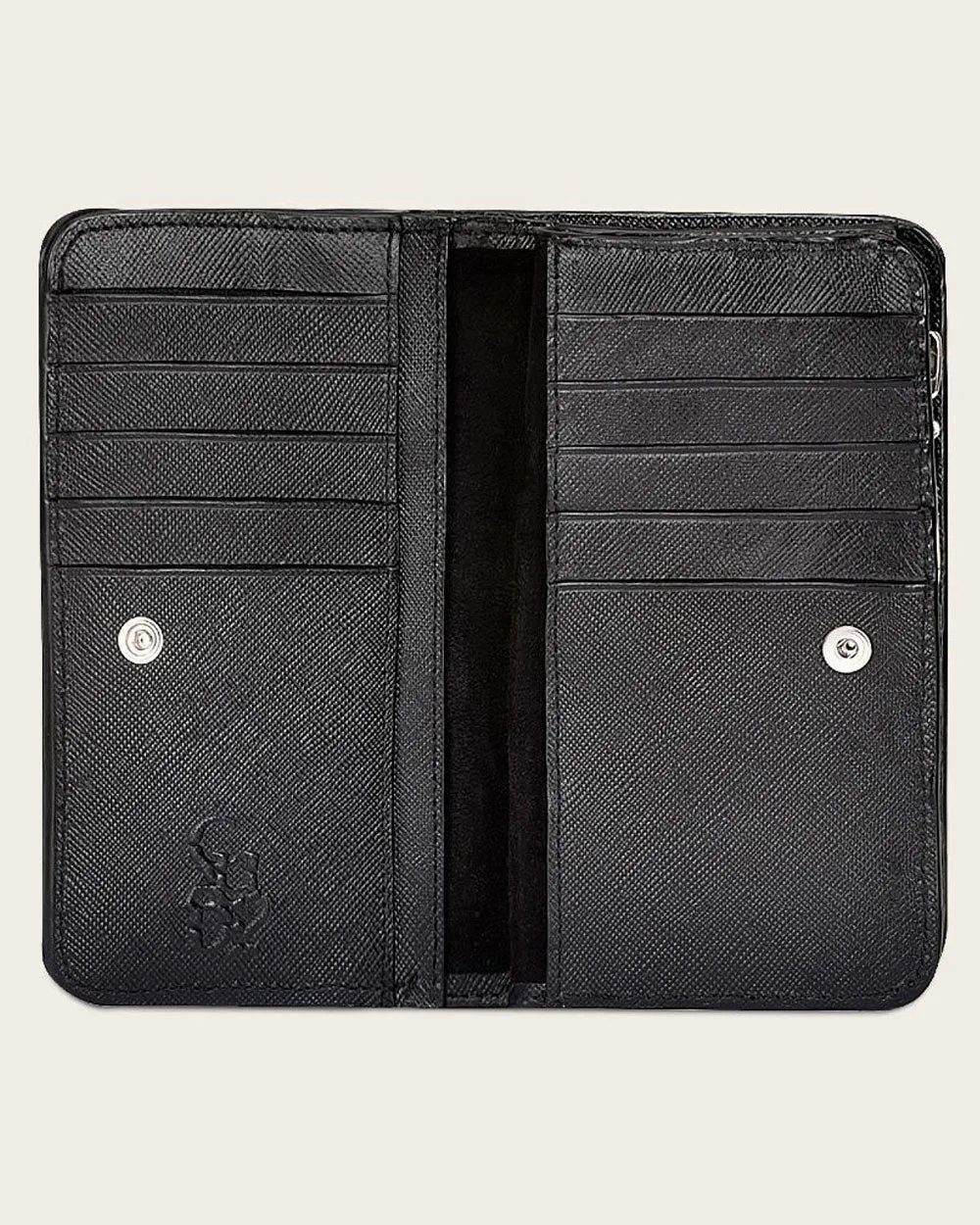 Black handmade bovine wallet