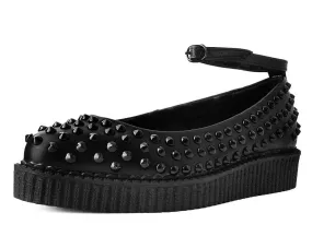 Black Spiked Pointed Ballet Ankle Strap Creeper