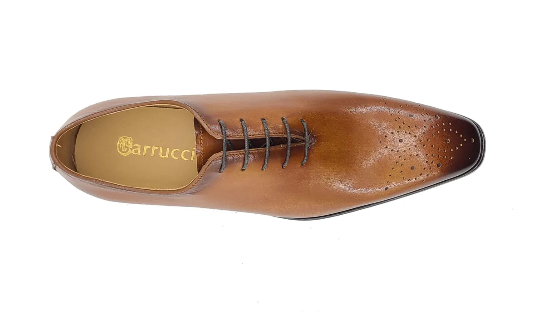 Burnished Calfskin Lace-Up Oxford Cognac