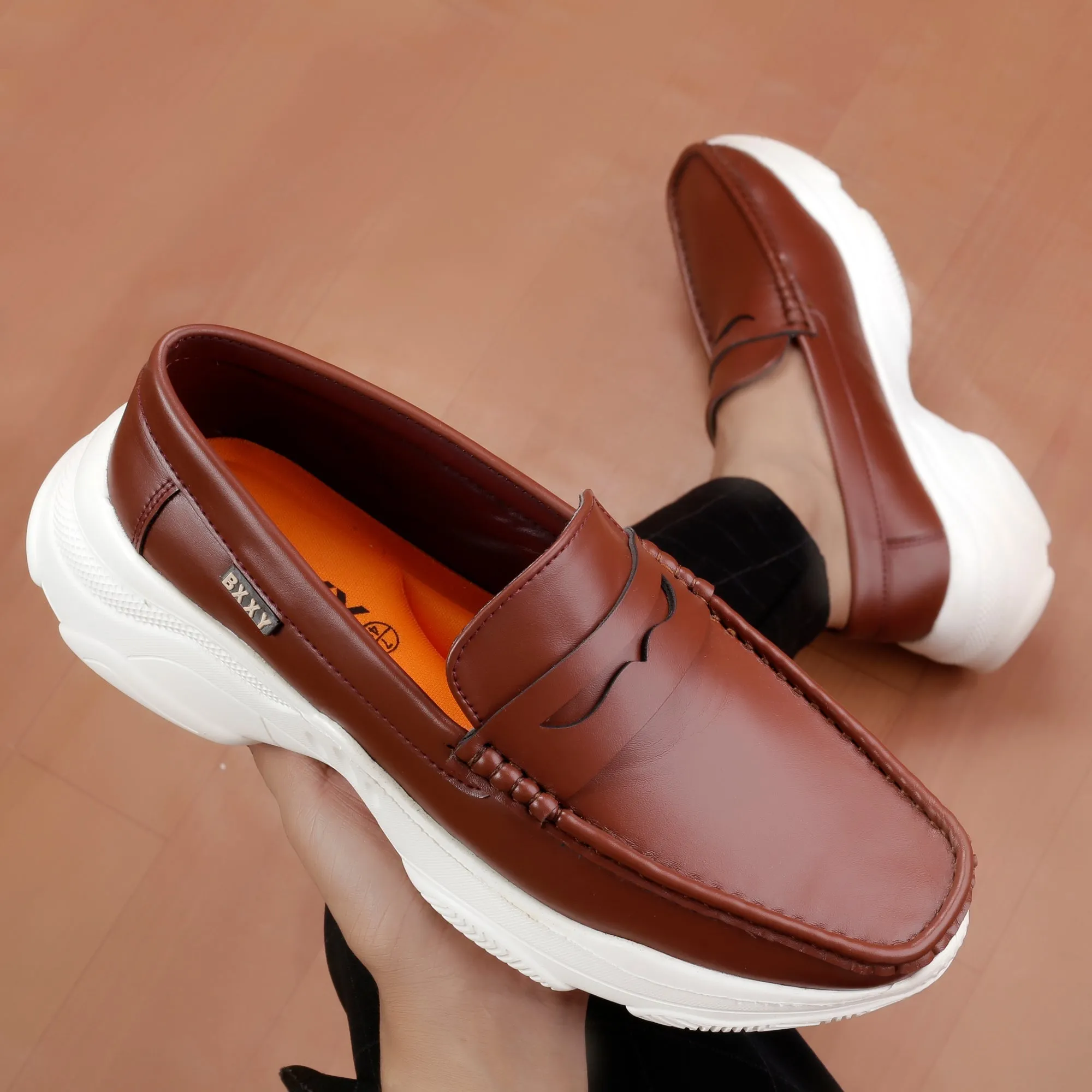 Bxxy's Vegan Leather Trendiest Checker Loafers for Men