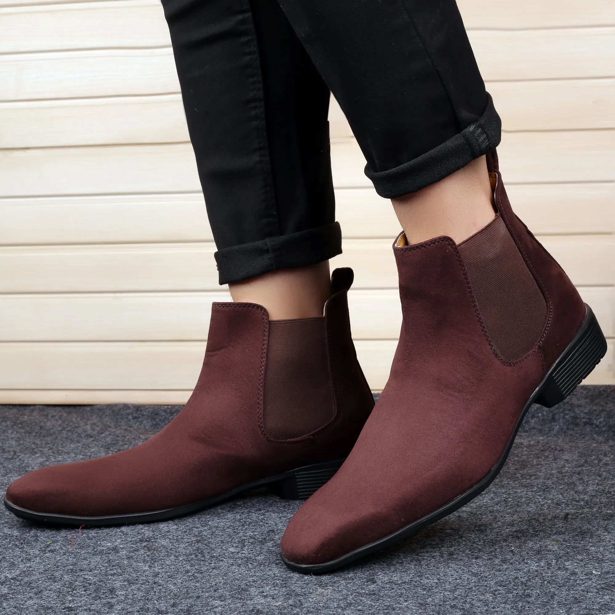 Bxxy's Vegan Suede Ultra Comfortable Slip-on Boots for Men