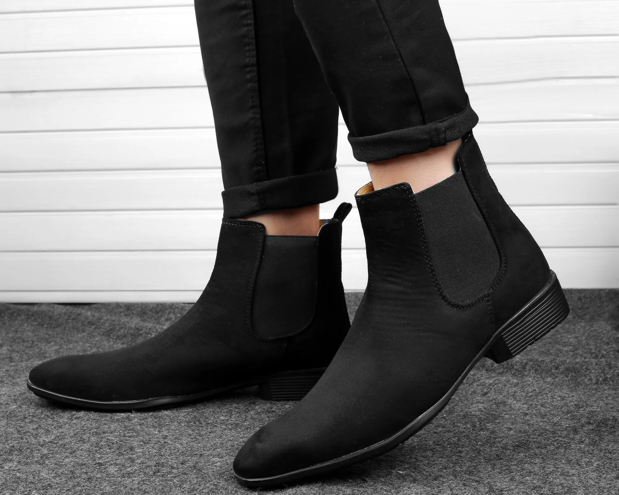 Bxxy's Vegan Suede Ultra Comfortable Slip-on Boots for Men