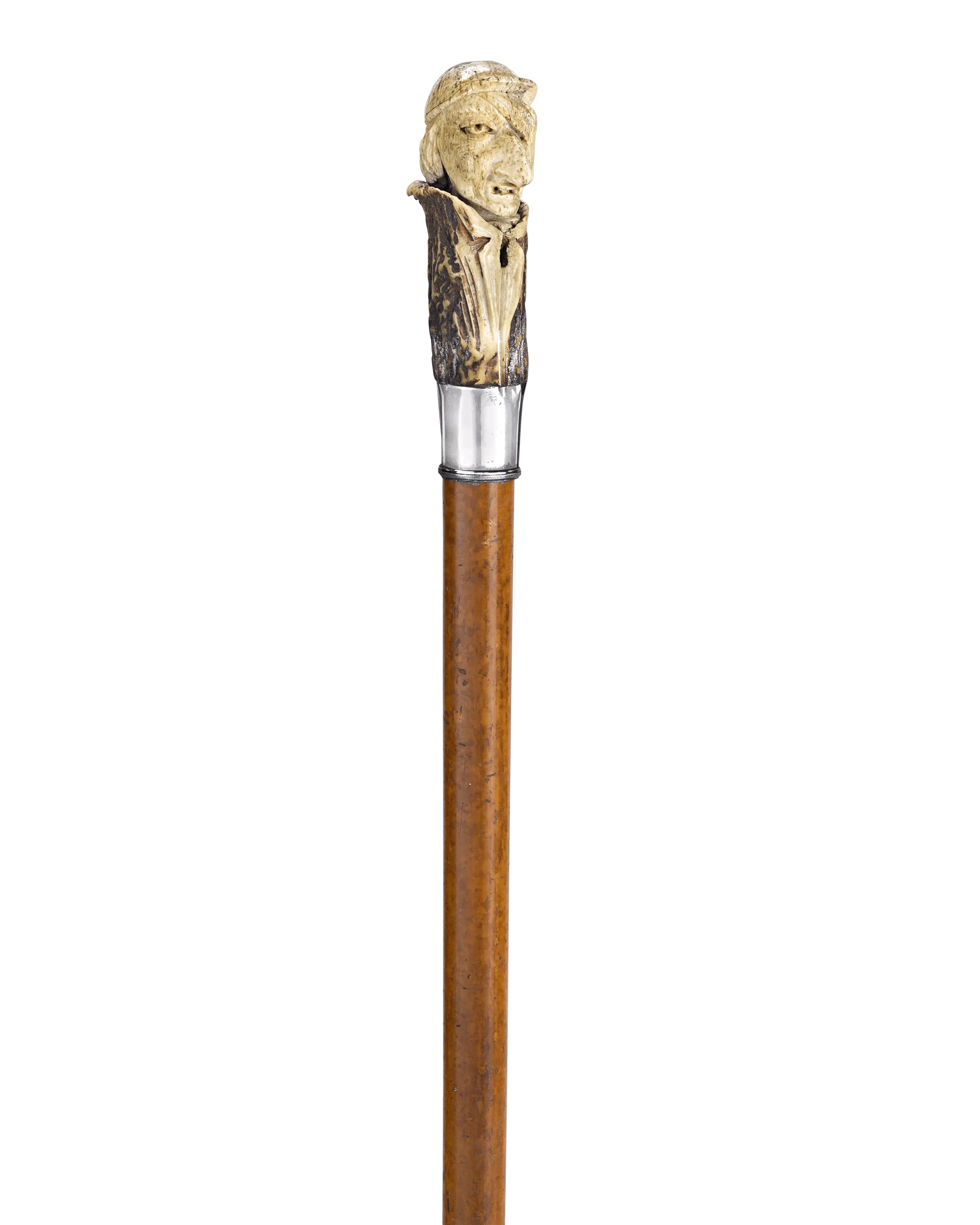 Carved Antler Folk Art Cane