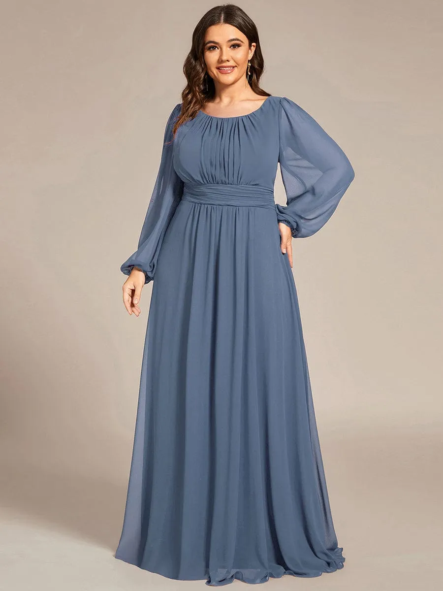 Chiffon High Empire Waist Puff Sleeve Mother Dress