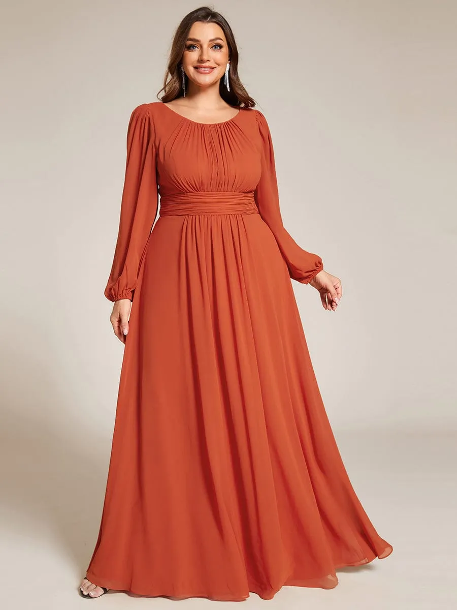 Chiffon High Empire Waist Puff Sleeve Mother Dress