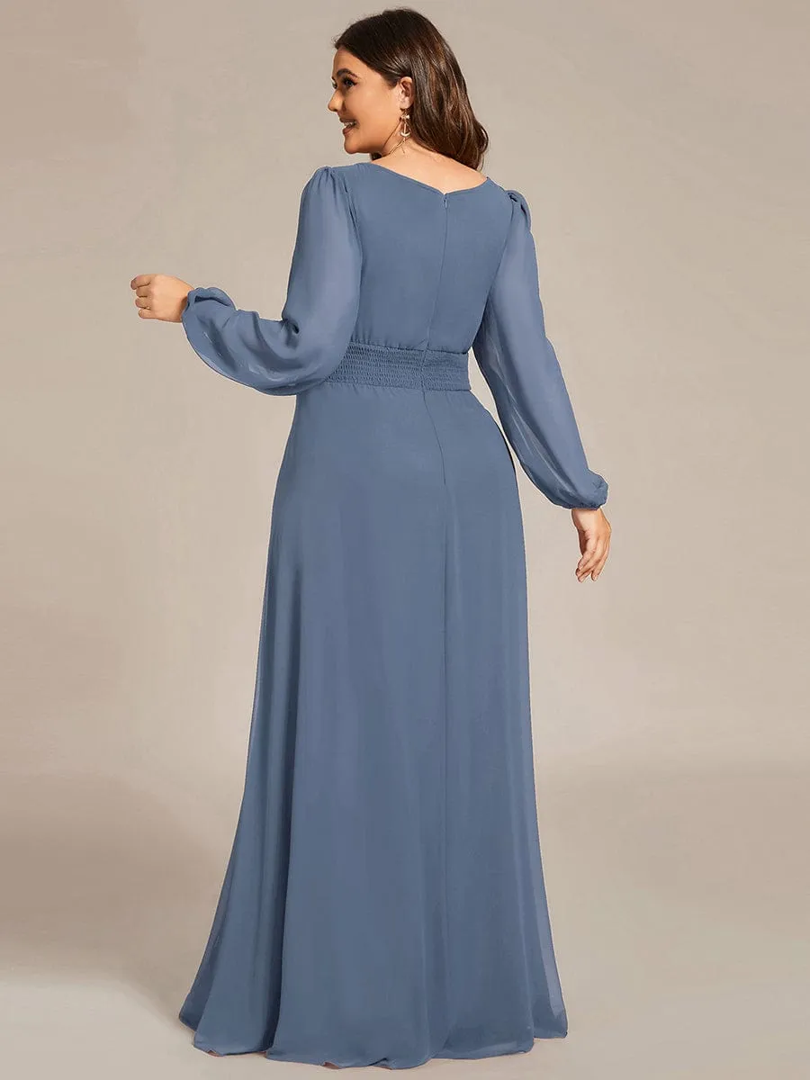 Chiffon High Empire Waist Puff Sleeve Mother Dress