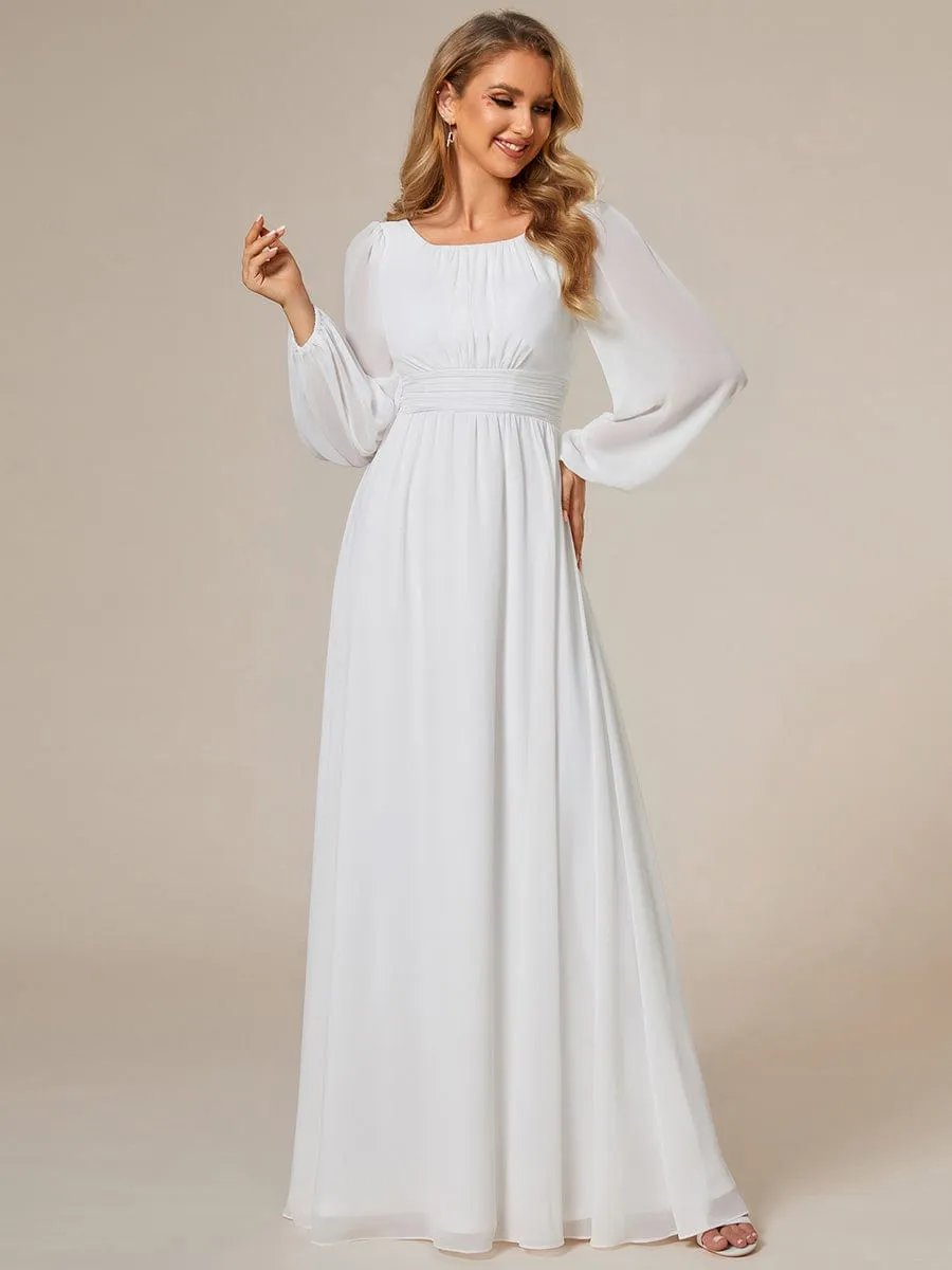 Chiffon High Empire Waist Puff Sleeve Mother Dress