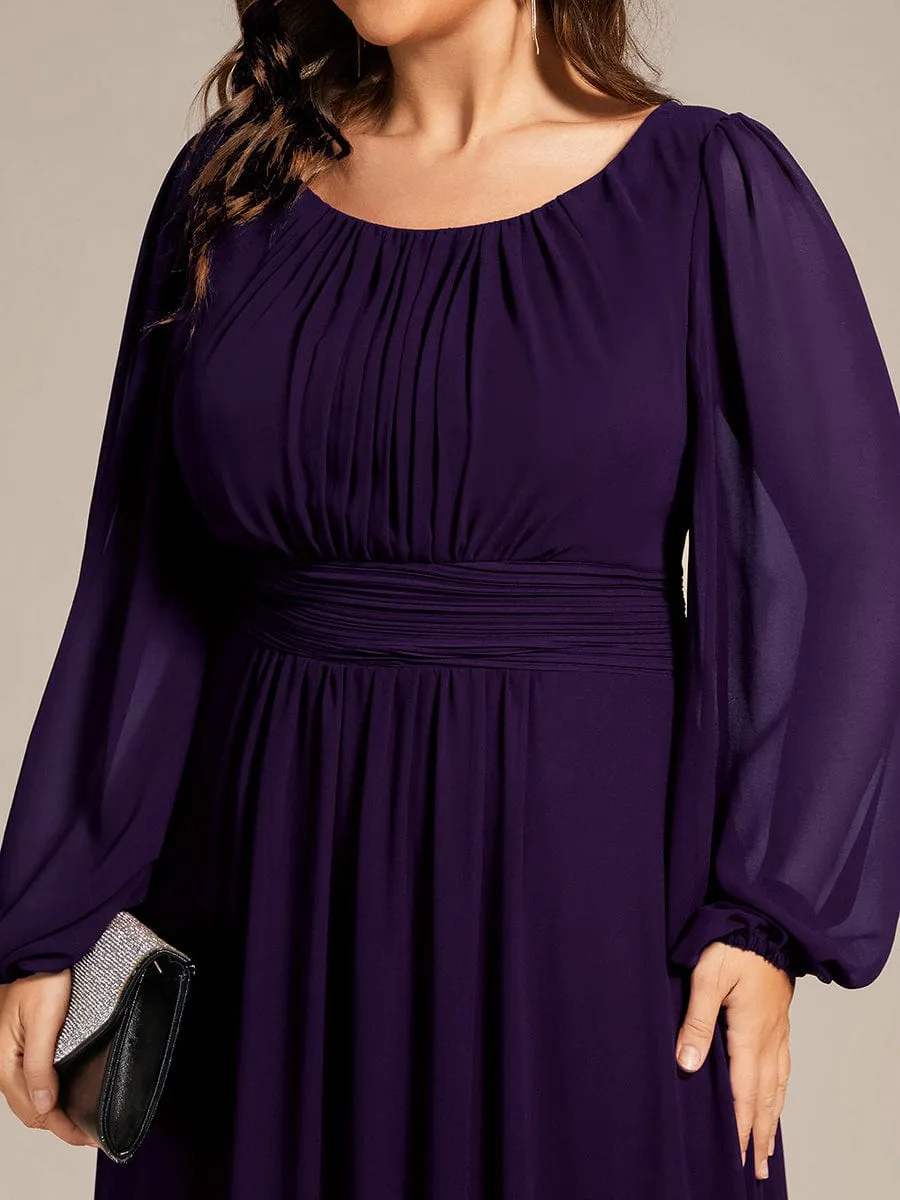 Chiffon High Empire Waist Puff Sleeve Mother Dress