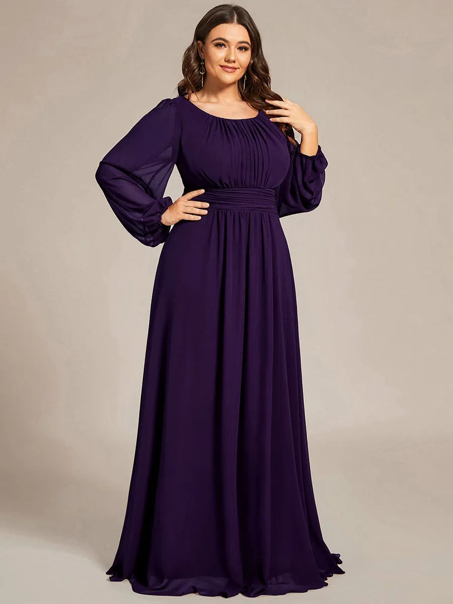 Chiffon High Empire Waist Puff Sleeve Mother Dress