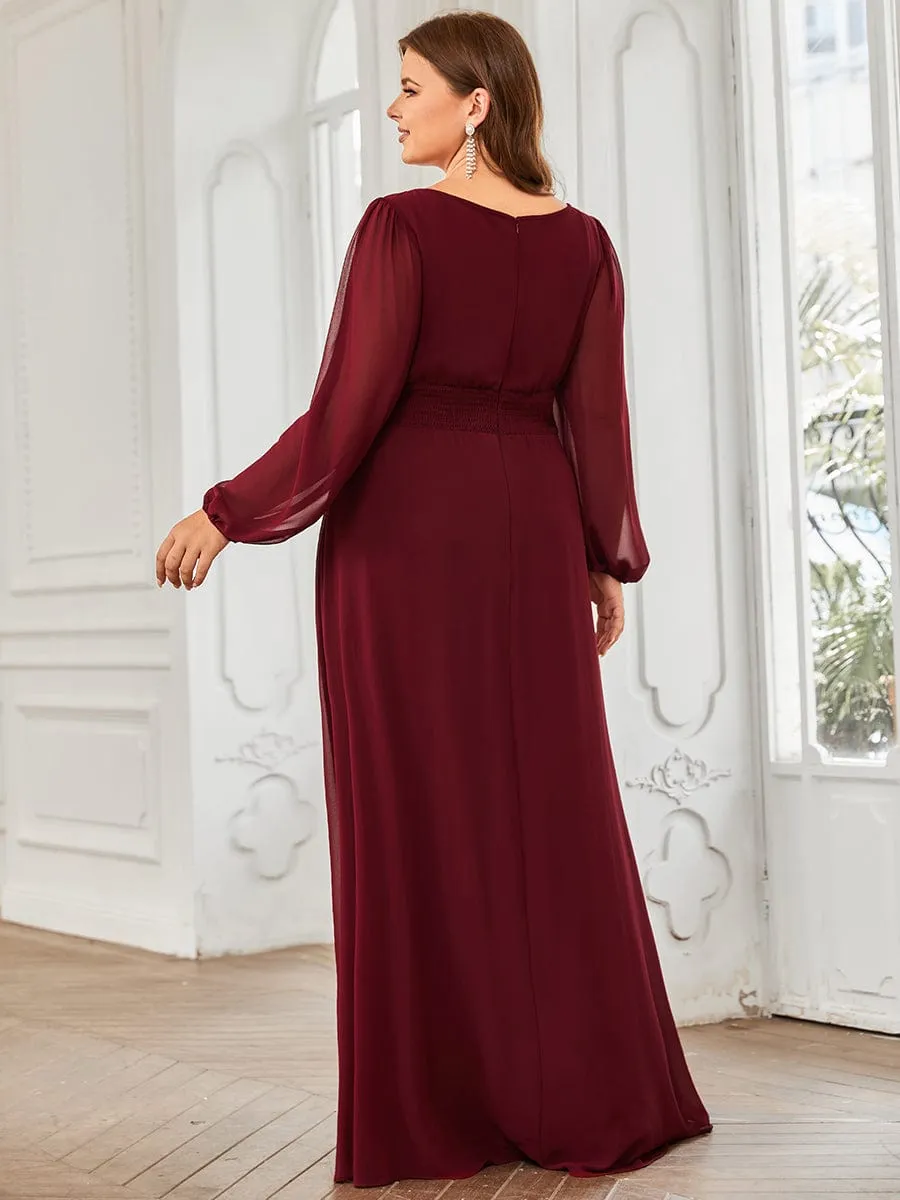 Chiffon High Empire Waist Puff Sleeve Mother Dress