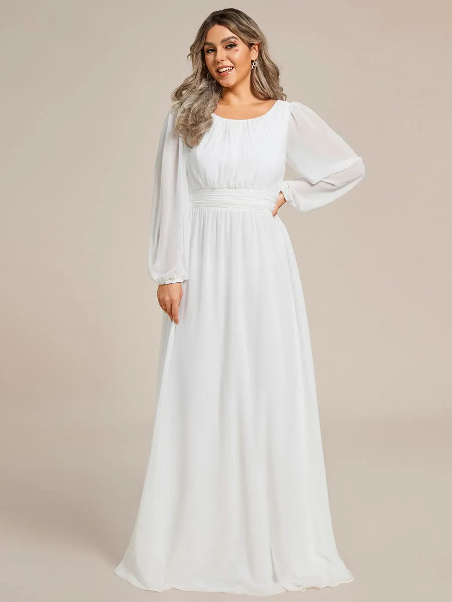 Chiffon High Empire Waist Puff Sleeve Mother Dress