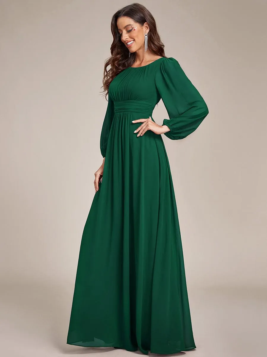 Chiffon High Empire Waist Puff Sleeve Mother Dress