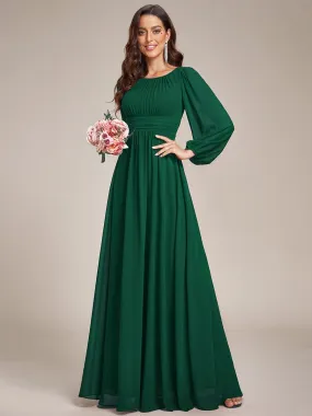 Chiffon High Empire Waist Puff Sleeve Mother Dress