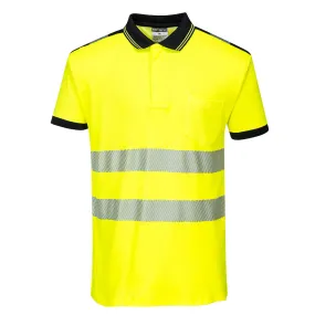 Class 2 Portwest PW3 Hi-Vis Short Sleeve Polo Shirt Yellow/Black