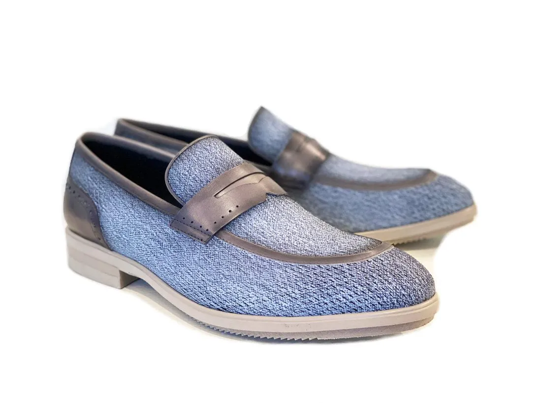 Corrente Calfskin Slip-On Penny Loafer Blue