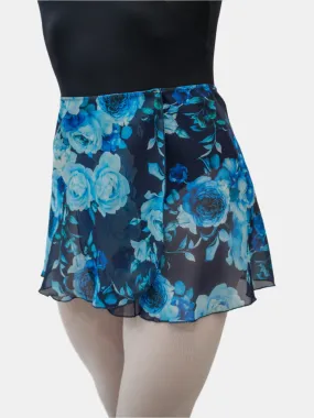 Floral Blue Wrap Short Dance Skirt MP302