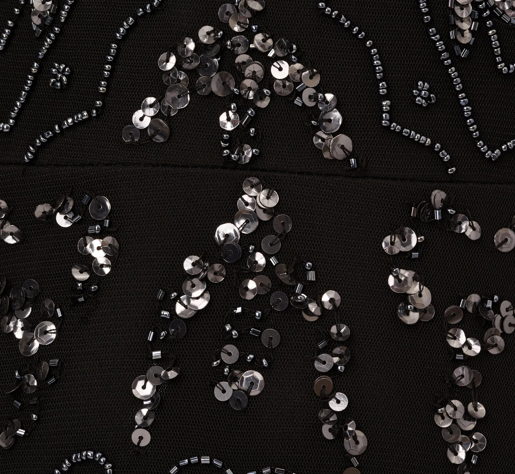 Hand-Beaded Ankle-Length Dress In Black Gunmetal