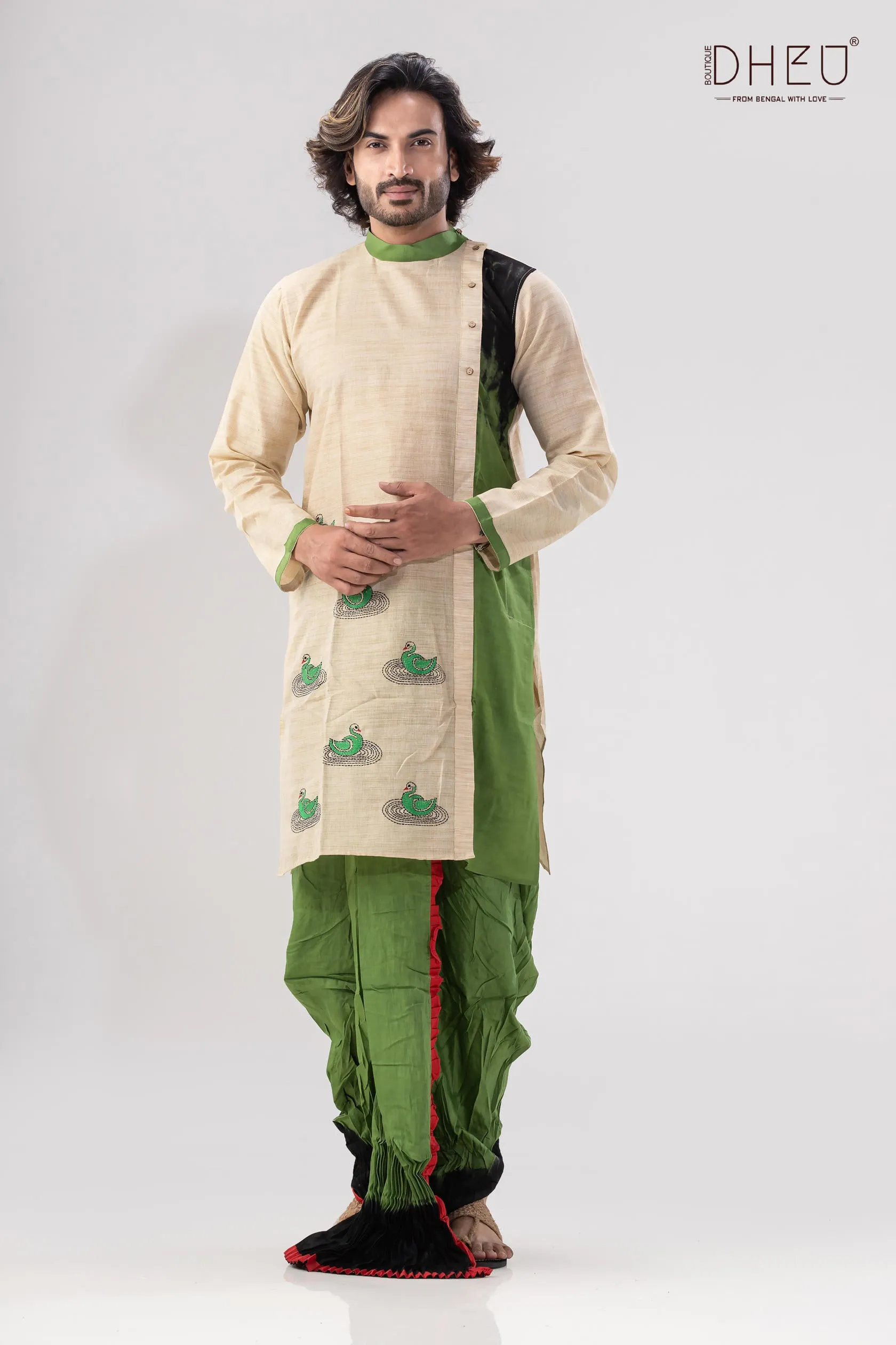 Optimized title: Stylish Hansjaru-Kurta Ensemble with Optional Dhoti