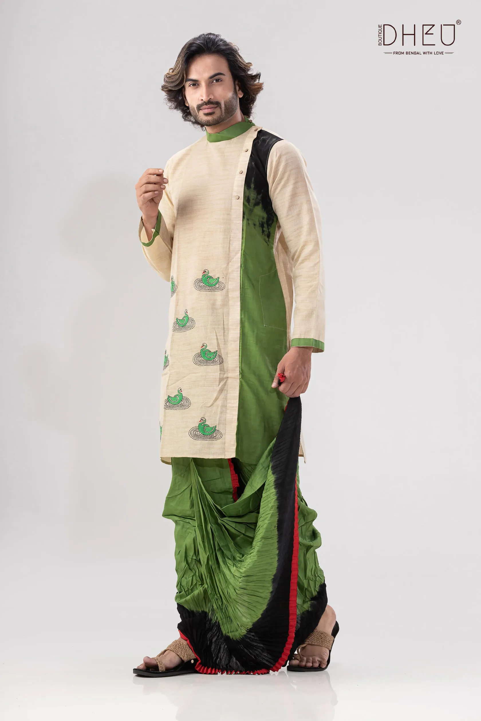 Optimized title: Stylish Hansjaru-Kurta Ensemble with Optional Dhoti