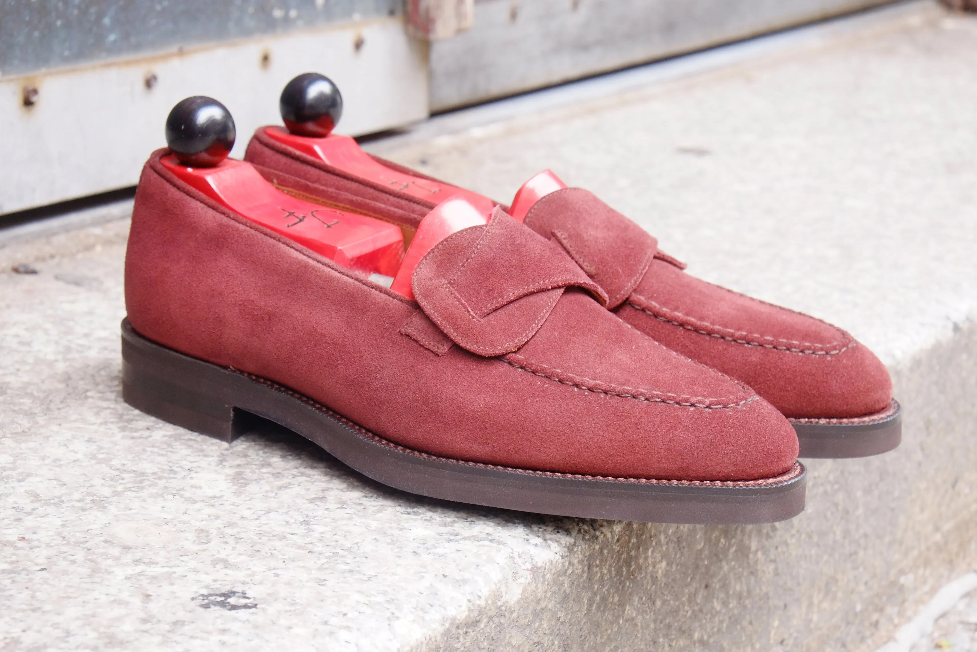 Hawthorne - MTO - Burgundy Suede - TMG Last - Double Country Rubber Sole