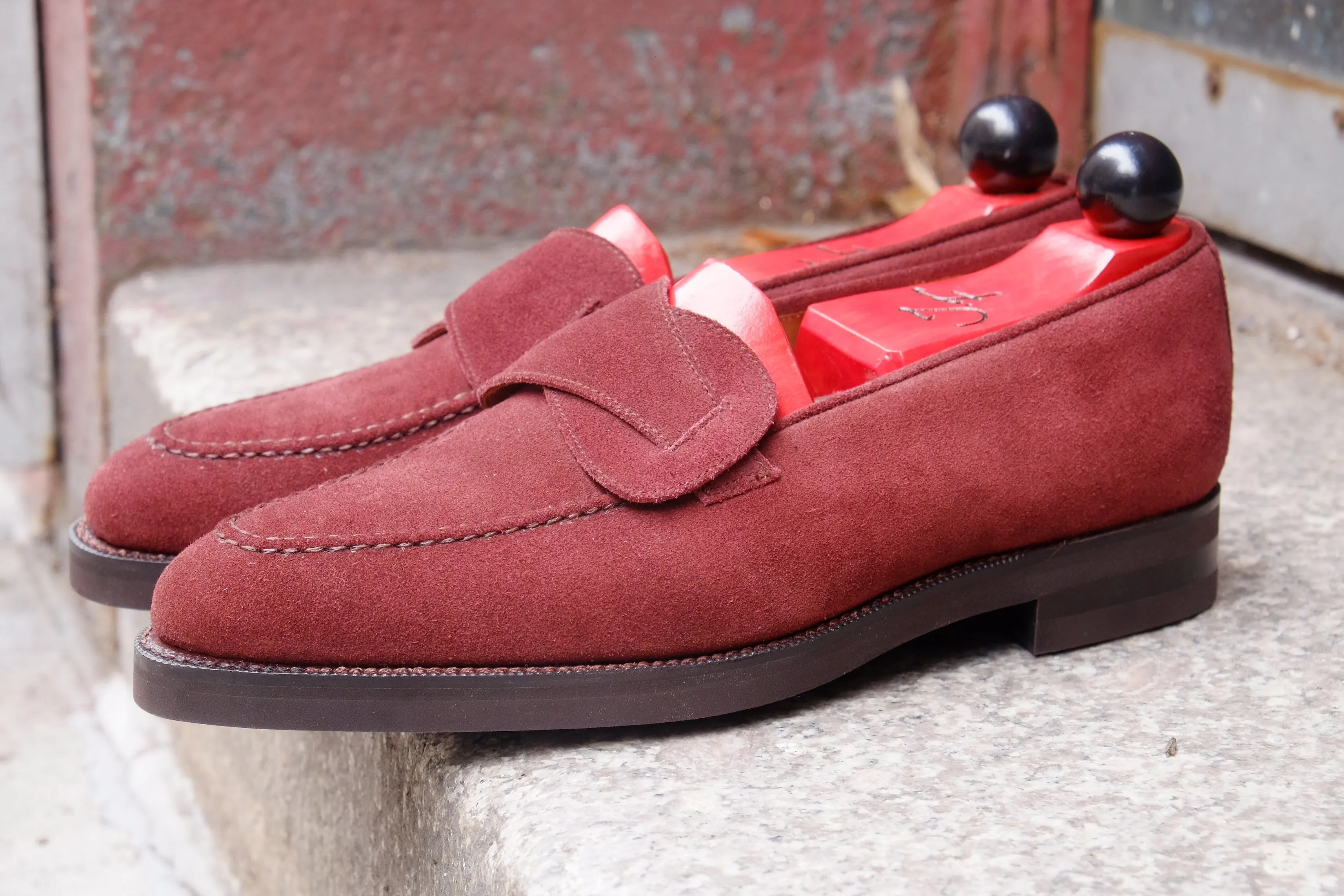 Hawthorne - MTO - Burgundy Suede - TMG Last - Double Country Rubber Sole