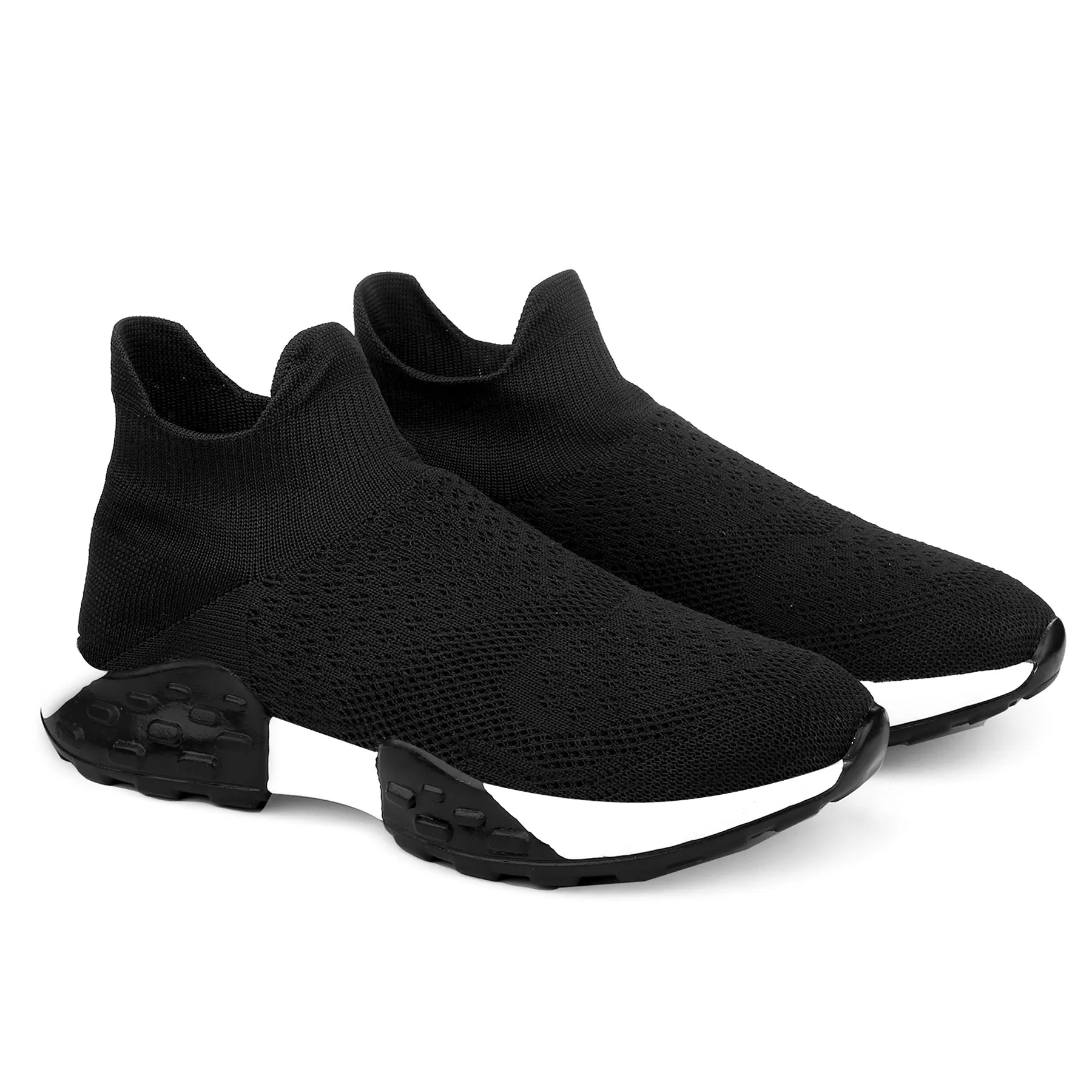 Latest Knitted Fabric Material Casual Black Sports Socks Shoes For Men