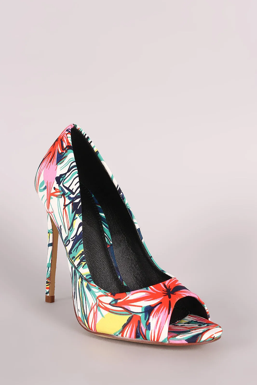 Liliana Floral Print Peep Toe Stiletto Pump