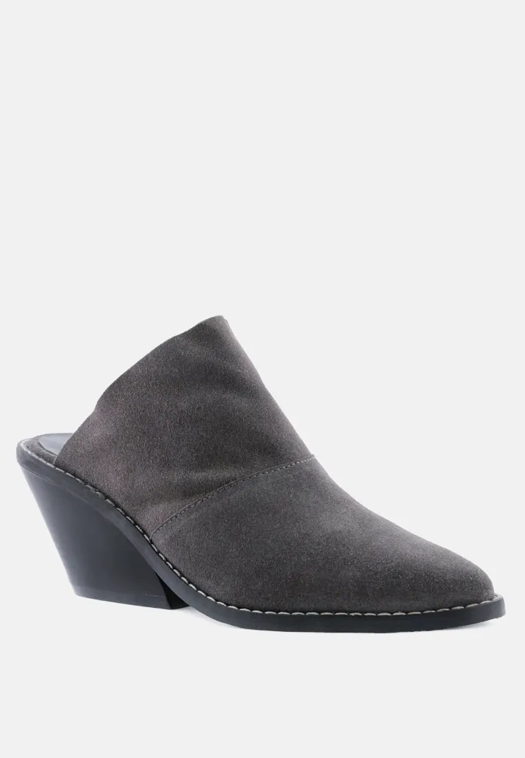 MAE Grey Classic Mules Heels