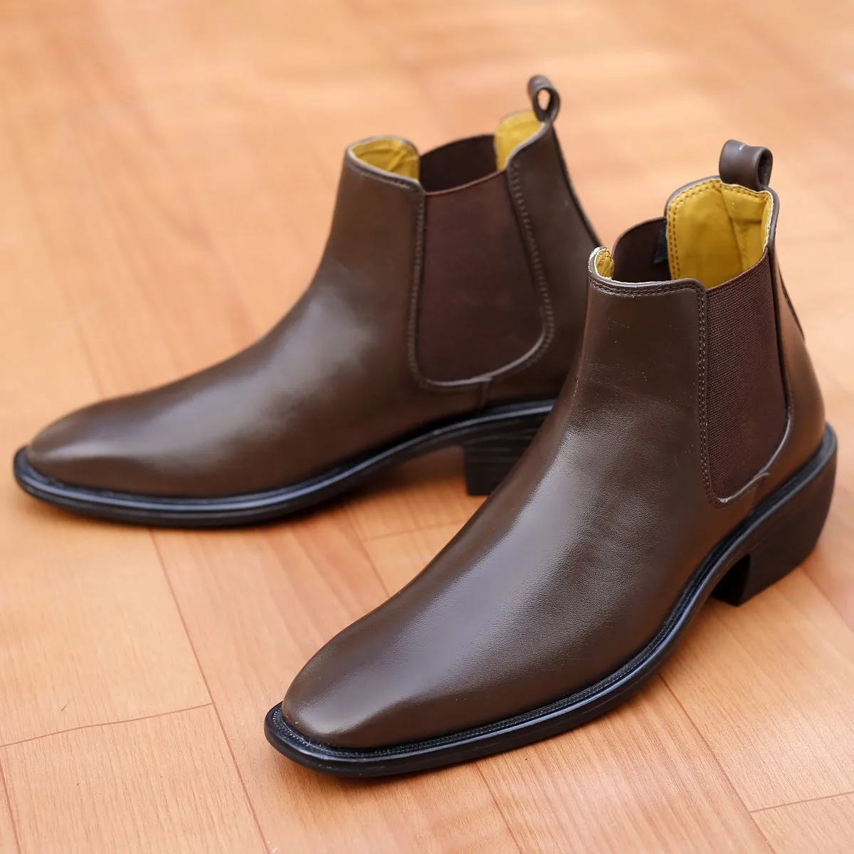 Men's 3 Inch Hidden Height Increasing Fashionable Chelsea Boots