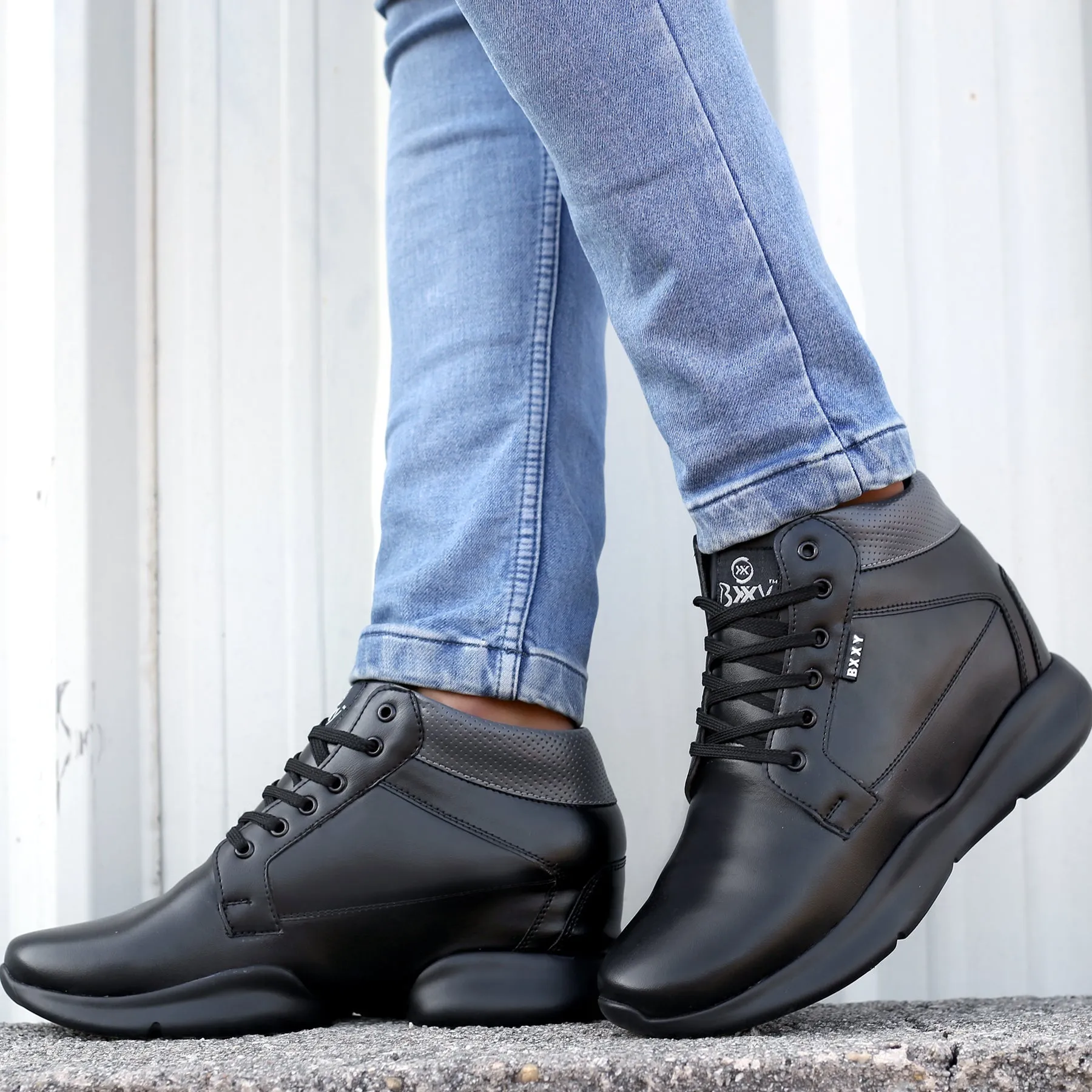 Men's 3 Inch Hidden Height Increasing Lace-up Boots for Men