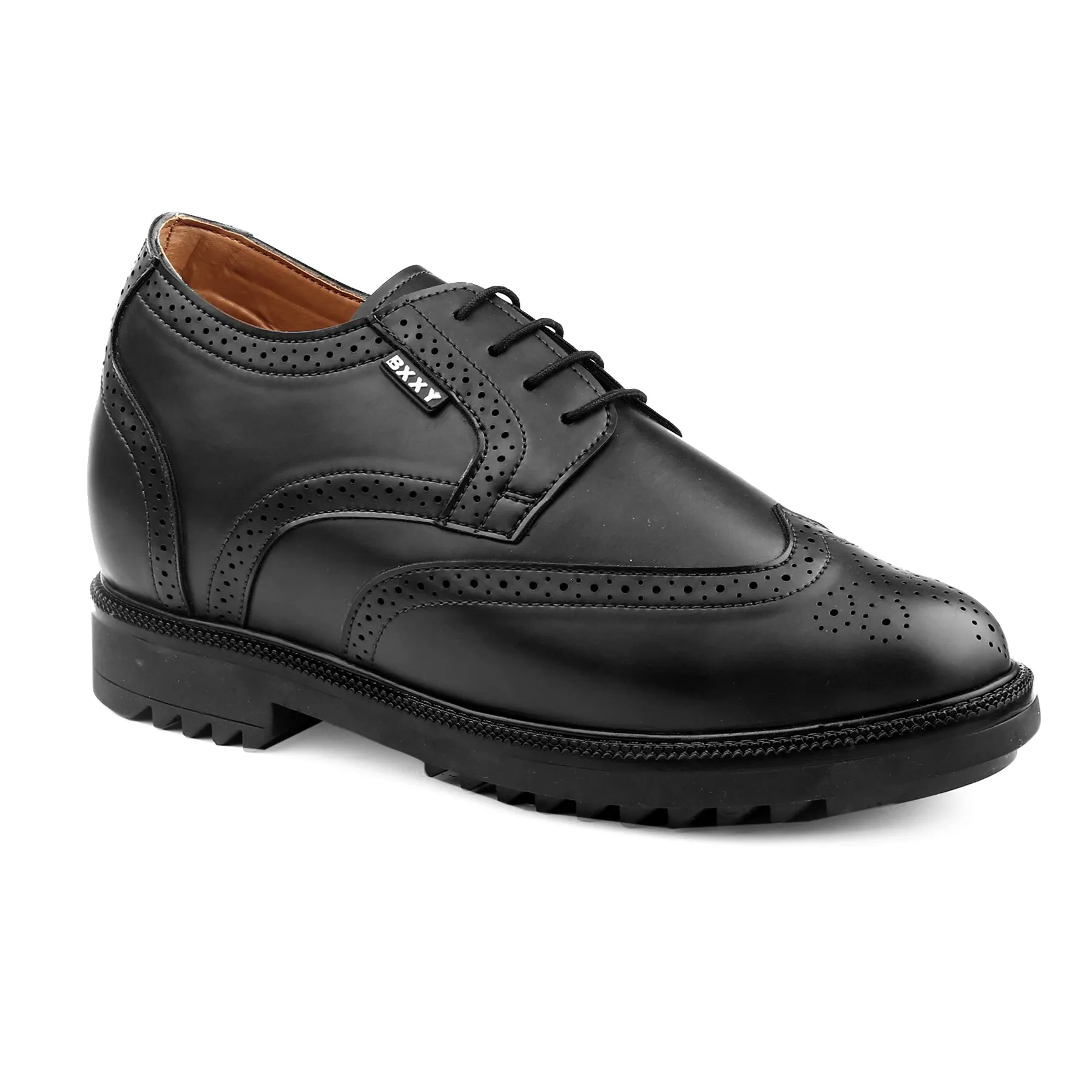 Men's 3.5 inch Hidden Height Increasing Luxe Brogue Lace-up Shoes