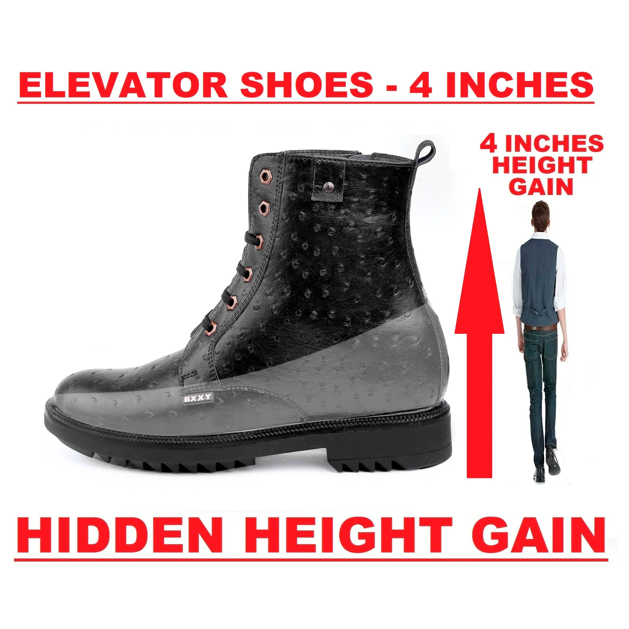 Men's 4 Inch Hidden Height Increasing Trendiest High Ankle Boots