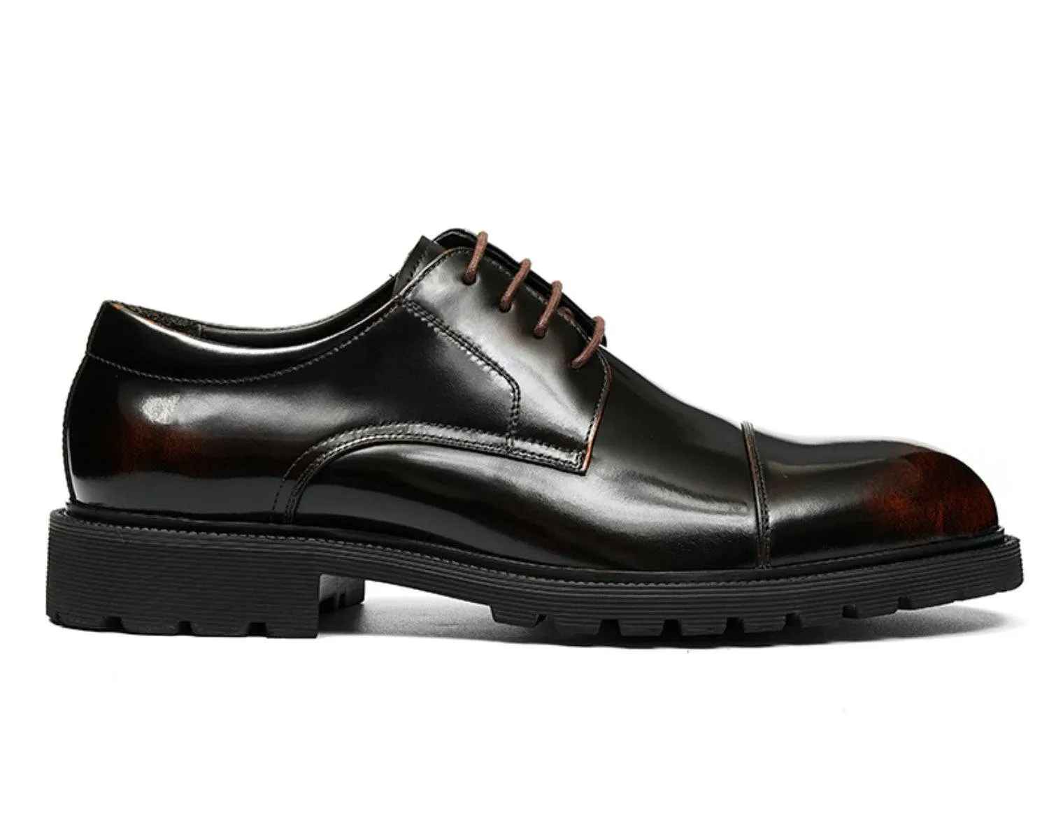 Men's Cap Toe Derby Shoes - Durable Rubber Sole, Classic Style Boots