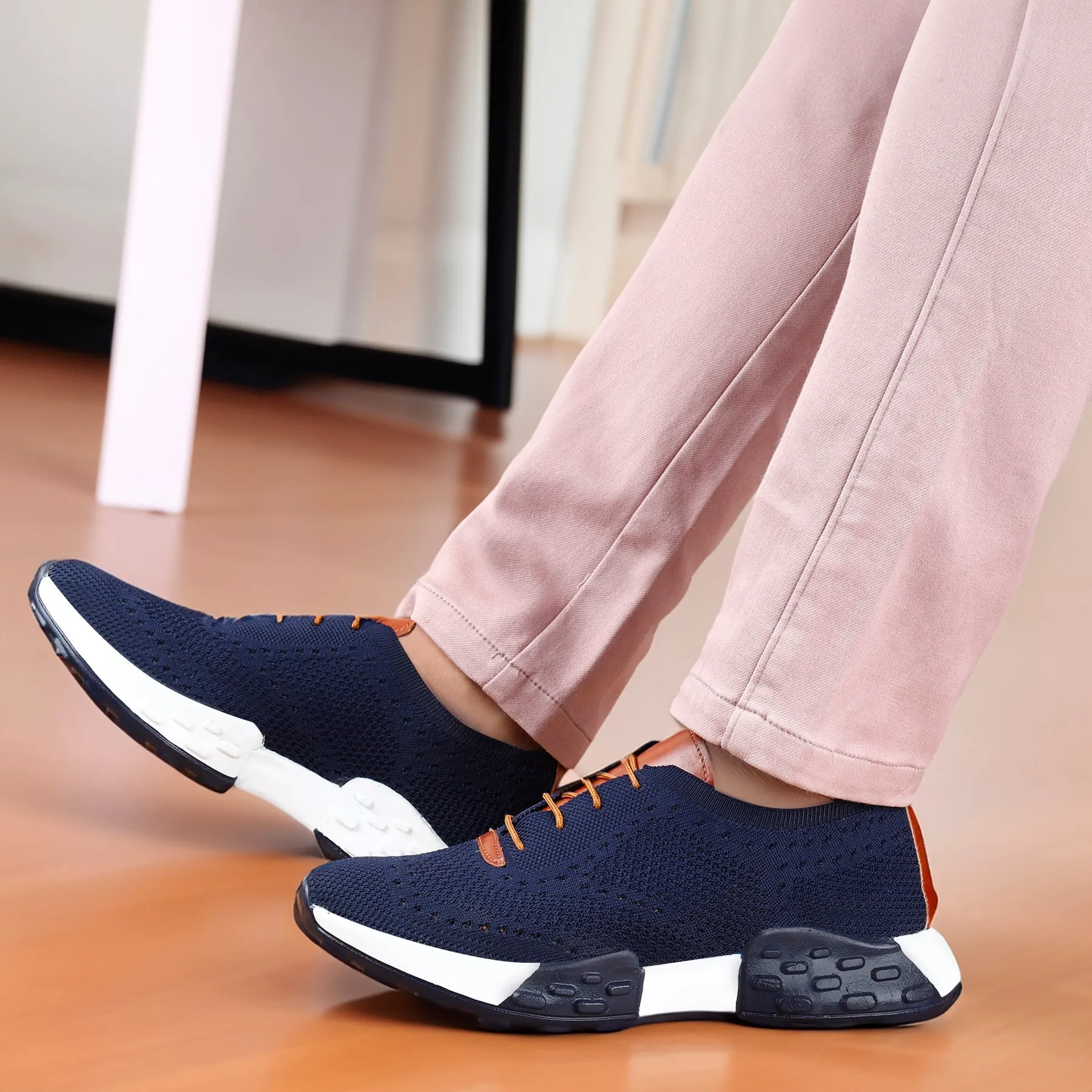 Men's Knitted Upper Casual Brogues Lace-up Running Shoes