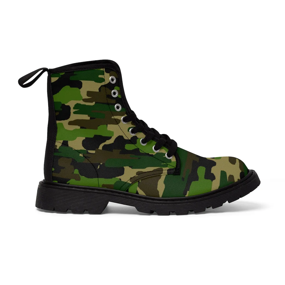 Military Green Women's Boots, Camouflage Army Winter Lace-up Toe Cap Hiking Boots