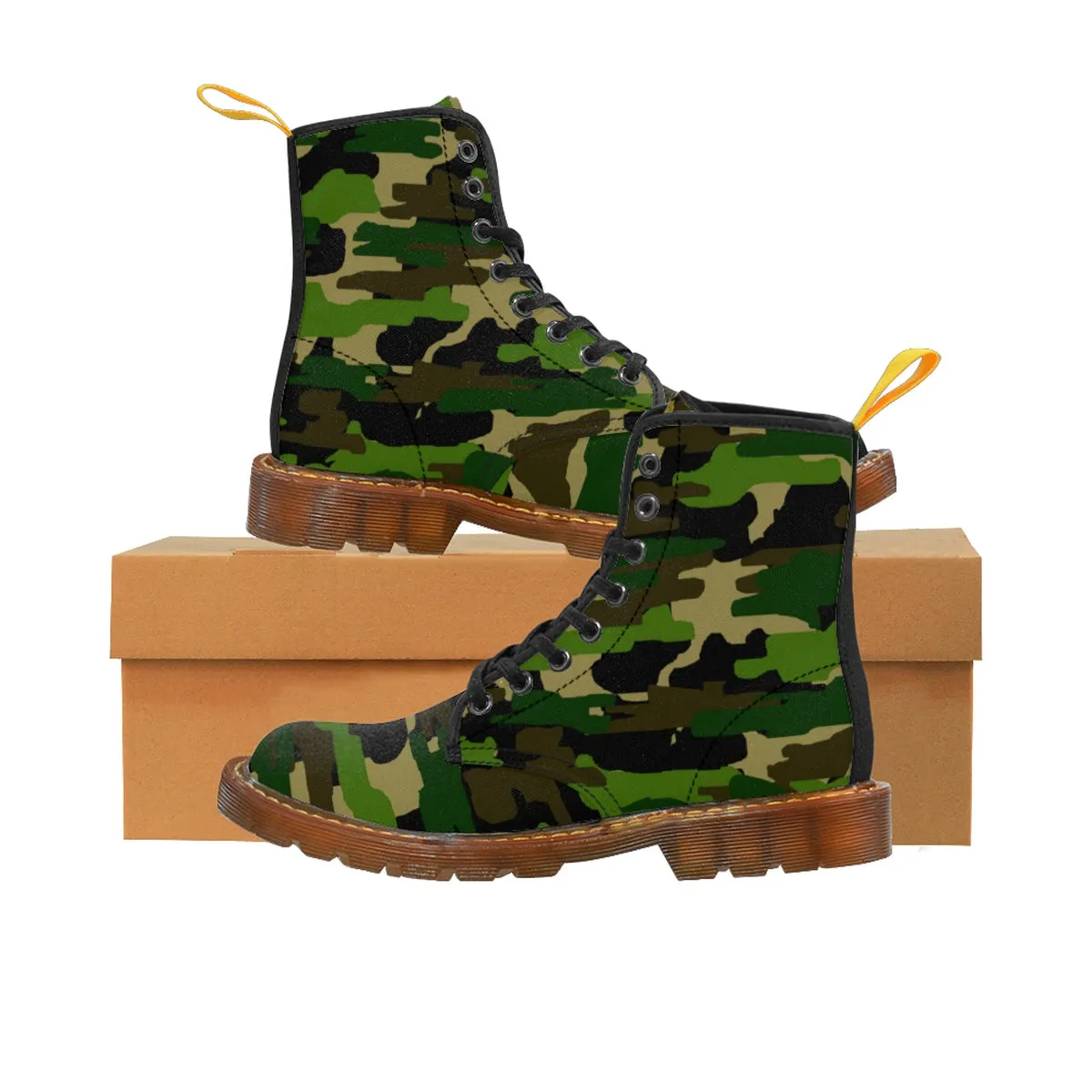 Military Green Women's Boots, Camouflage Army Winter Lace-up Toe Cap Hiking Boots