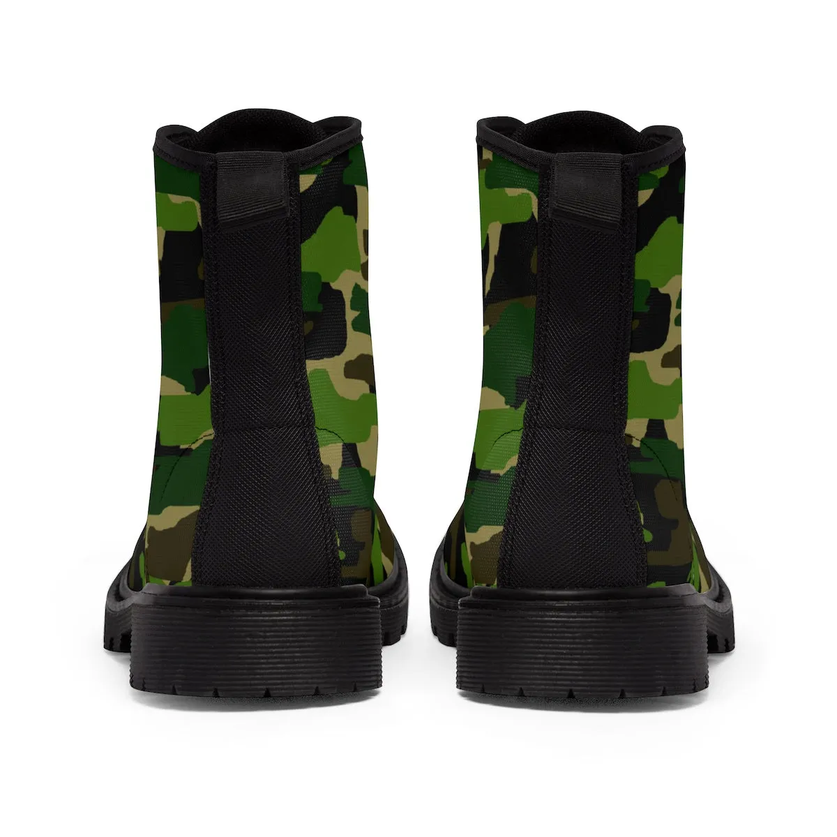 Military Green Women's Boots, Camouflage Army Winter Lace-up Toe Cap Hiking Boots