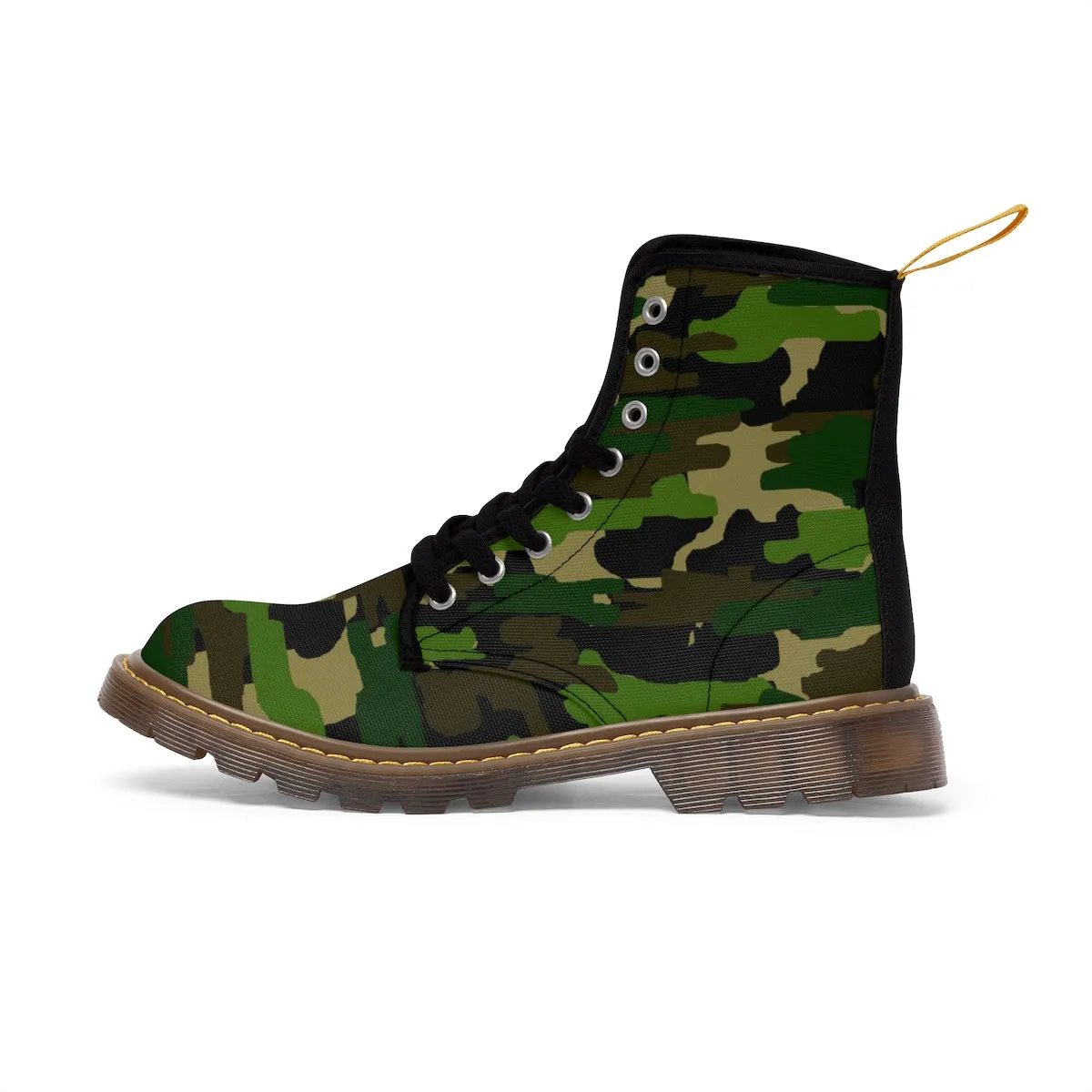 Military Green Women's Boots, Camouflage Army Winter Lace-up Toe Cap Hiking Boots