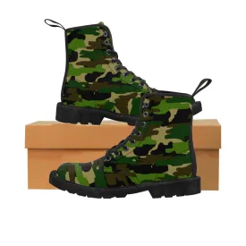 Military Green Women's Boots, Camouflage Army Winter Lace-up Toe Cap Hiking Boots