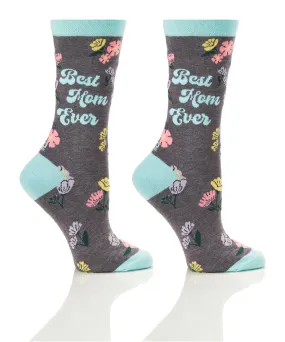 "Best Mom" Cotton Dress Crew Socks by YO Sox - Medium