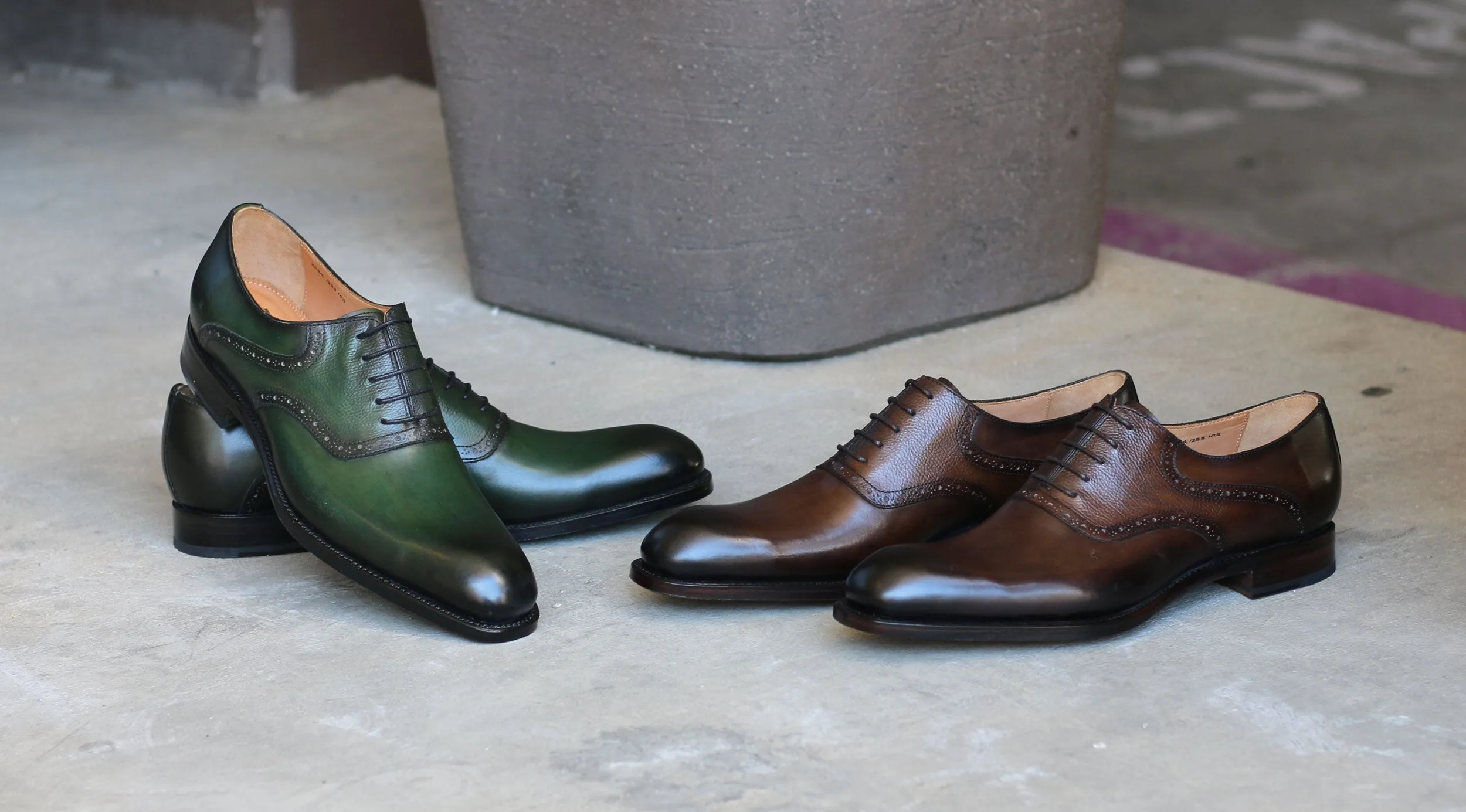 "Hudson" Burnished Calfskin Lace-Up Oxford Brown