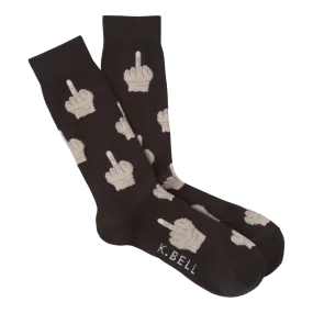 "Middle Fingers" Cotton Blend Crew Socks by K.Bell